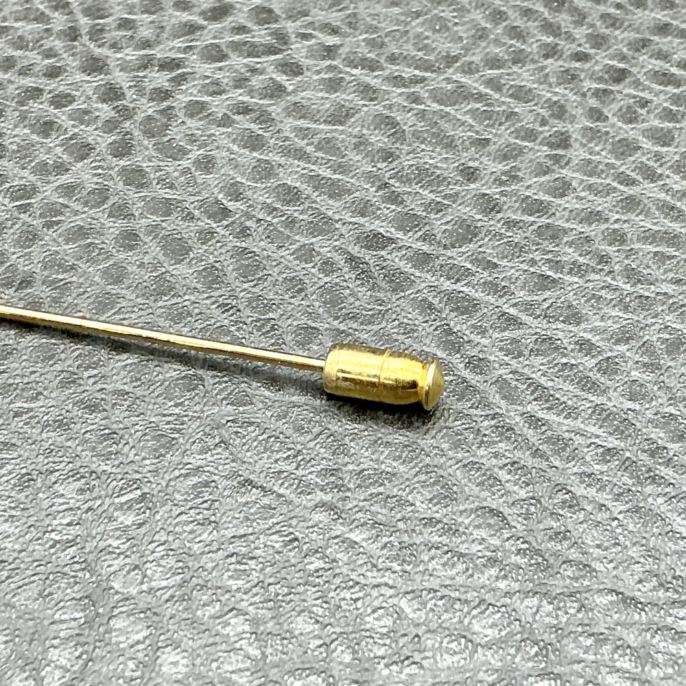 Vintage Stick Pin Love Birds‎ Gold Tone White Inlay Hat Lapel Brooch 2 Inch - Picture 6 of 8